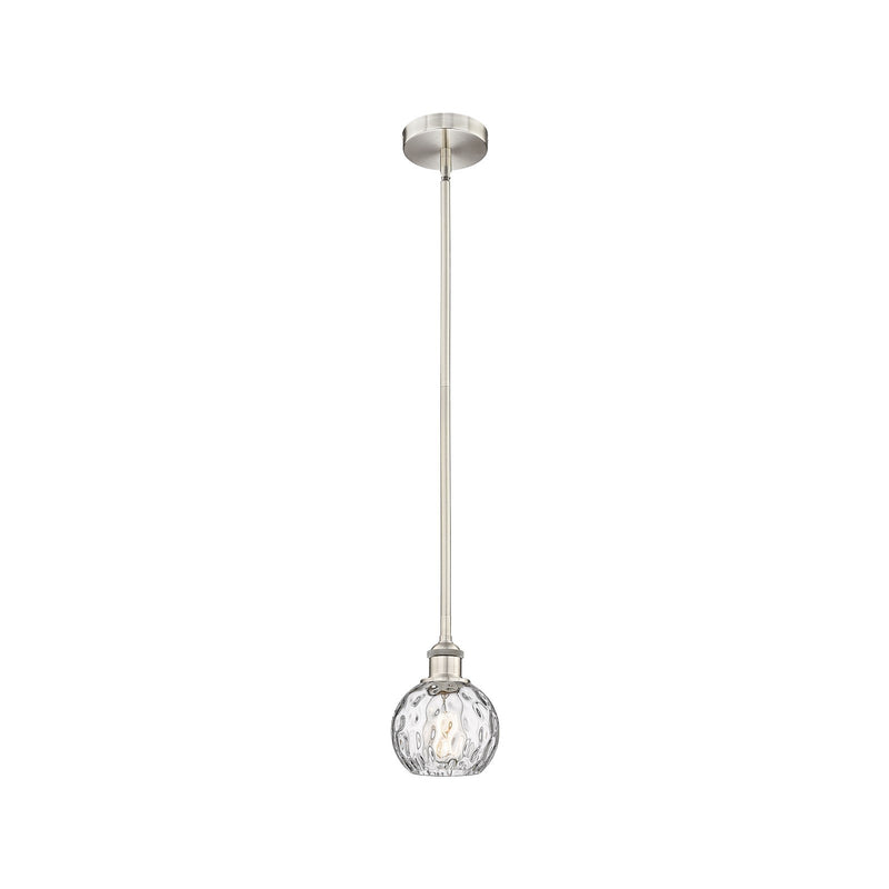 Innovations Athens Water Glass 6in 1-Light Mini Pendant | Industrial Brushed Satin Nickel Steel and Clear Water Glass | Kitchen | Model 616-1S-SN-G1215-6
