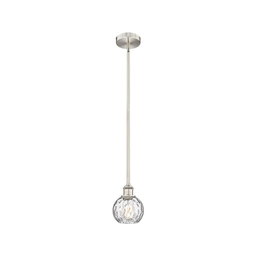 Innovations Athens Water Glass 6in 1-Light Mini Pendant | Industrial Brushed Satin Nickel Steel and Clear Water Glass | Kitchen | Model 616-1S-SN-G1215-6