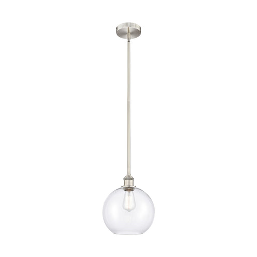 Innovations Athens 10in 1-Light Mini Pendant | Industrial Brushed Satin Nickel Steel and Clear Glass | Kitchen Island & Dining | Model 616-1S-SN-G122-10
