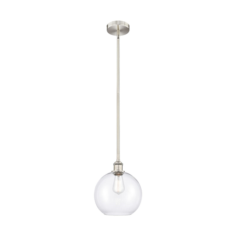 Innovations Athens 10in 1-Light Mini Pendant | Industrial Brushed Satin Nickel Steel and Clear Glass | Kitchen Island & Dining | Model 616-1S-SN-G122-10