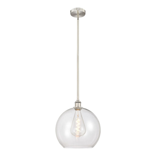 Innovations Athens 14in 1-Light Pendant | Industrial Brushed Satin Nickel Steel and Clear Glass | Kitchen Island & Dining Room | Model 616-1S-SN-G122-14