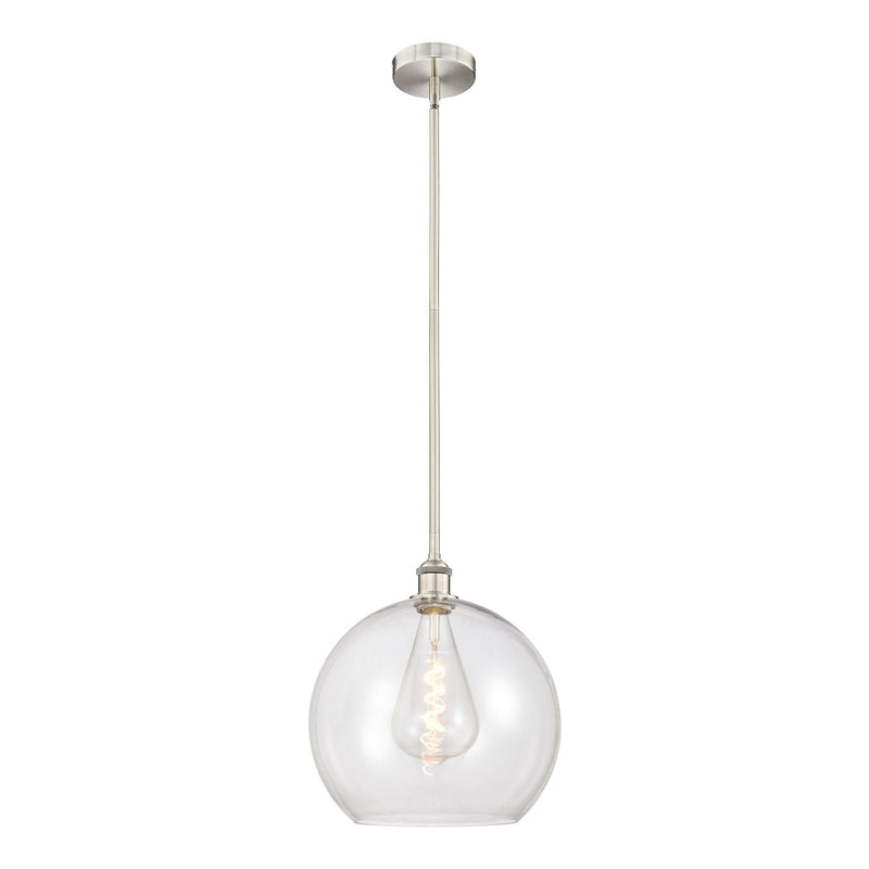 Innovations Athens 14in 1-Light Pendant | Industrial Brushed Satin Nickel Steel and Clear Glass | Kitchen Island & Dining Room | Model 616-1S-SN-G122-14