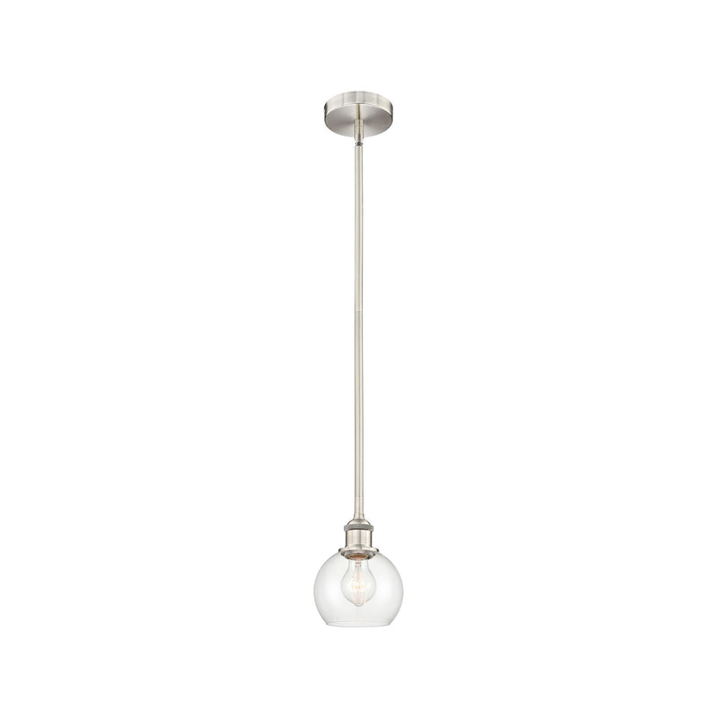 Innovations Athens 6in 1-Light Mini Pendant | Industrial Brushed Satin Nickel Steel and Clear Glass | Kitchen Island & Dining | Model 616-1S-SN-G122-6-LED