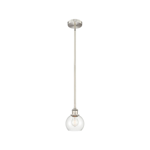 Innovations Athens 6in 1-Light Mini Pendant | Industrial Brushed Satin Nickel Steel and Clear Glass | Kitchen Island & Dining | Model 616-1S-SN-G122-6-LED