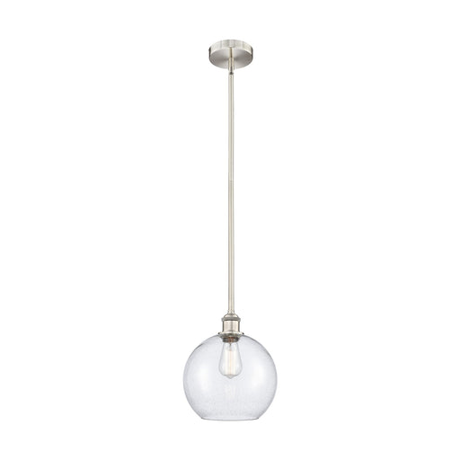 Innovations Athens 10in 1-Light Mini Pendant | Industrial Brushed Satin Nickel Steel and Seedy Glass | Kitchen Island & | Model 616-1S-SN-G124-10-LED