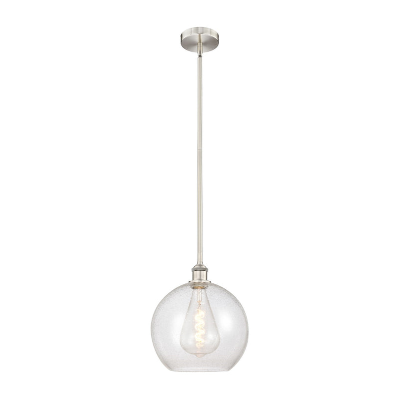 Innovations Athens 12in 1-Light Mini Pendant | Industrial Brushed Satin Nickel Steel and Seedy Glass | Kitchen Island & Dining | Model 616-1S-SN-G124-12