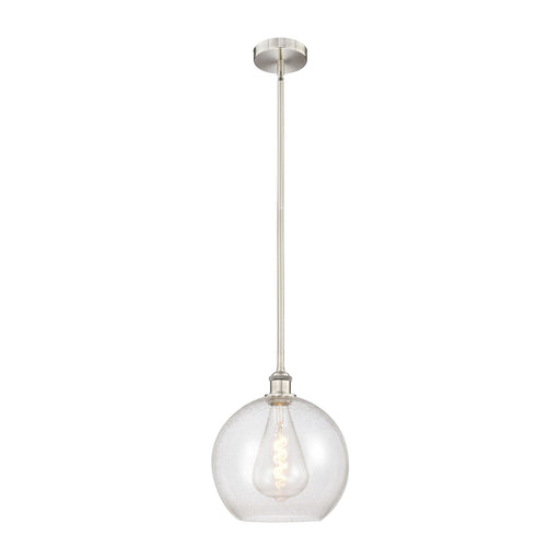Innovations Athens 12in 1-Light Mini Pendant | Industrial Brushed Satin Nickel Steel and Seedy Glass | Kitchen Island & Dining | Model 616-1S-SN-G124-12