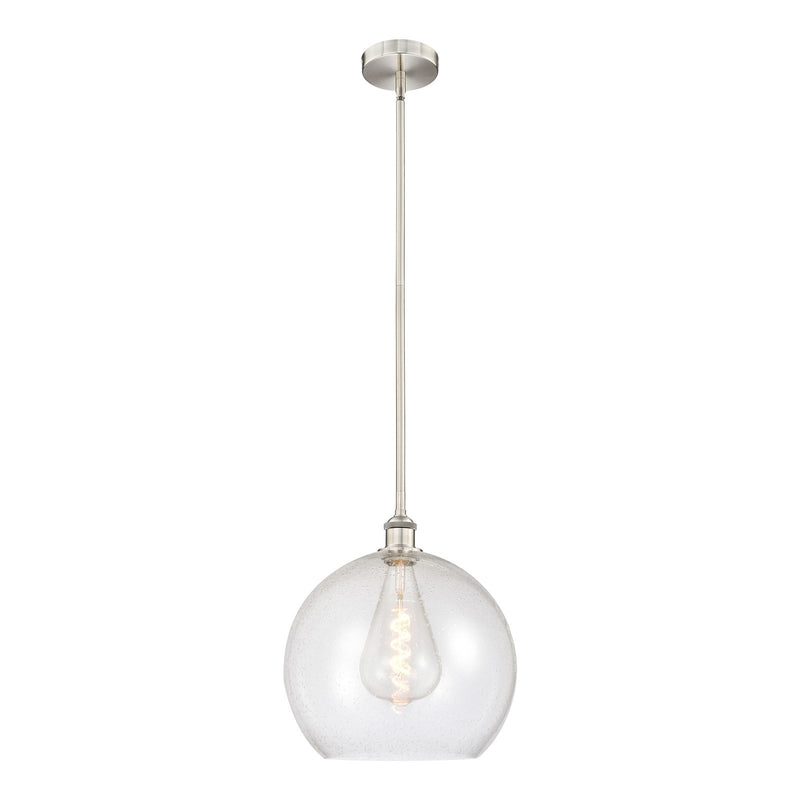 Innovations Athens 14in 1-Light Pendant | Industrial Brushed Satin Nickel Steel and Seedy Glass | Kitchen Island & Dining | Model 616-1S-SN-G124-14-LED