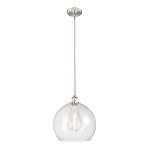 Innovations Athens 14in 1-Light Pendant | Industrial Brushed Satin Nickel Steel and Seedy Glass | Kitchen Island & Dining | Model 616-1S-SN-G124-14-LED