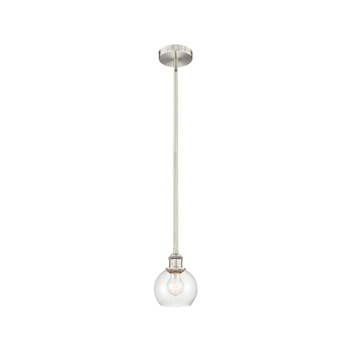 Innovations Athens 6in 1-Light Mini Pendant | Industrial Brushed Satin Nickel Steel and Seedy Glass | Kitchen Island & Dining | Model 616-1S-SN-G124-6