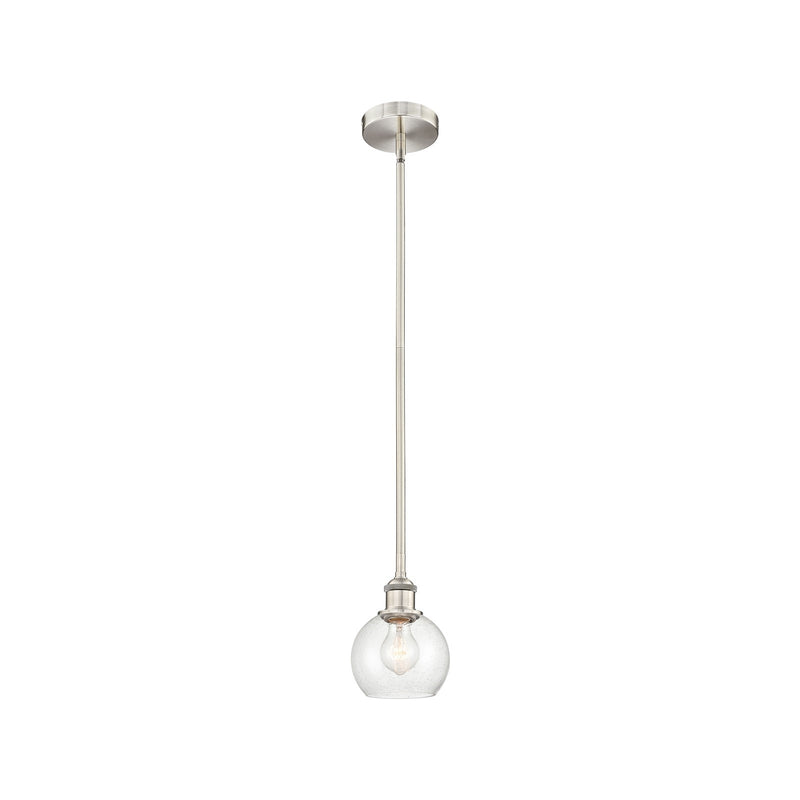 Innovations Athens 6in 1-Light Mini Pendant | Industrial Brushed Satin Nickel Steel and Seedy Glass | Kitchen Island & Dining | Model 616-1S-SN-G124-6-LED