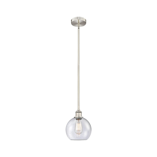 Innovations Athens 8in 1-Light Mini Pendant | Industrial Brushed Satin Nickel Steel and Seedy Glass | Kitchen Island & Dining | Model 616-1S-SN-G124-8