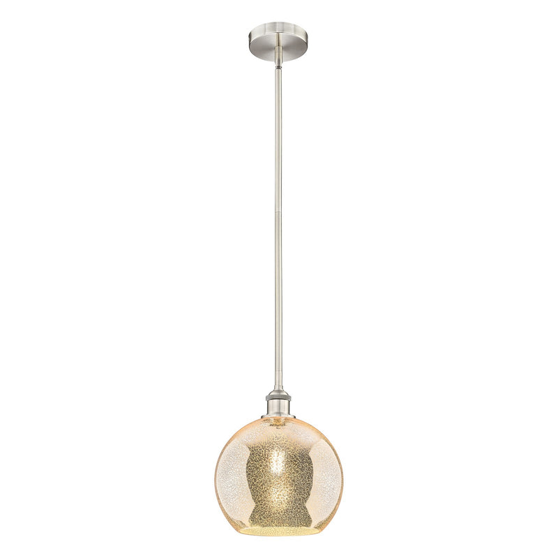 Innovations Athens 10in 1-Light Mini Pendant | Industrial Brushed Satin Nickel and Mercury Glass | Kitchen Island & Dining Room | Model 616-1S-SN-G128-10