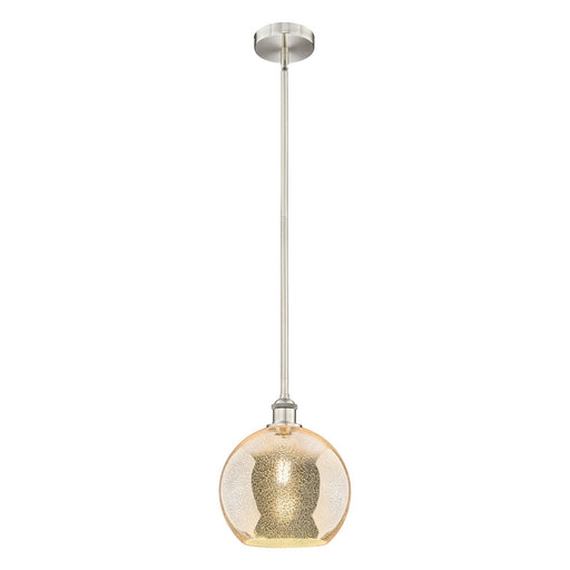Innovations Athens 10in 1-Light Mini Pendant | Industrial Brushed Satin Nickel and Mercury Glass | Kitchen Island & Dining Room | Model 616-1S-SN-G128-10