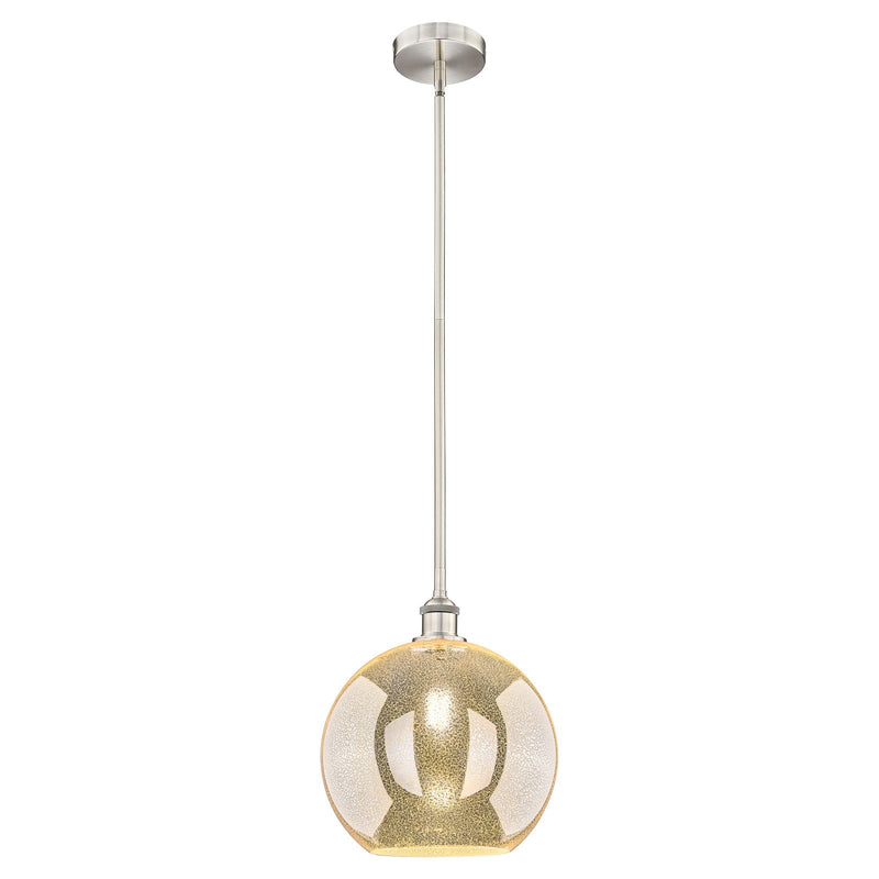 Innovations Athens 12in 1-Light Mini Pendant | Industrial Brushed Satin Nickel Steel and Mercury Glass | Kitchen Island & Dining | Model 616-1S-SN-G128-12