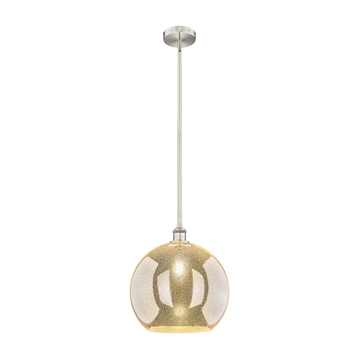 Innovations Athens 14in 1-Light Pendant | Industrial Brushed Satin Nickel Steel and Mercury Glass | Kitchen Island & Dining Room | Model 616-1S-SN-G128-14