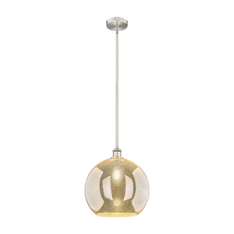 Innovations Athens 14in 1-Light Pendant | Industrial Brushed Satin Nickel Steel and Mercury Glass | Kitchen Island & Dining Room | Model 616-1S-SN-G128-14