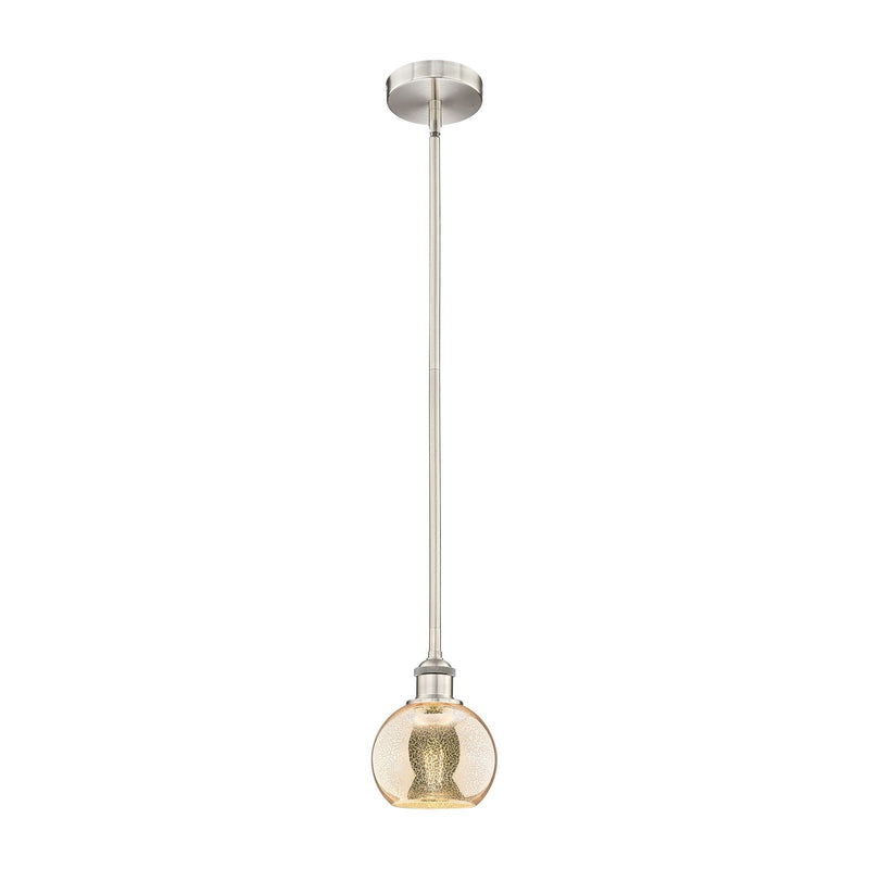 Innovations Athens 6in 1-Light Mini Pendant | Industrial Brushed Satin Nickel and Mercury Glass | Kitchen Island & Dining Room | Model 616-1S-SN-G128-6