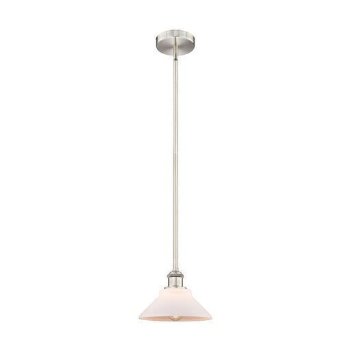 Innovations Orwell 8.38in 1-Light Mini Pendant | Industrial Brushed Satin Nickel Steel and Matte White Glass | Kitchen Island & | Model 616-1S-SN-G131