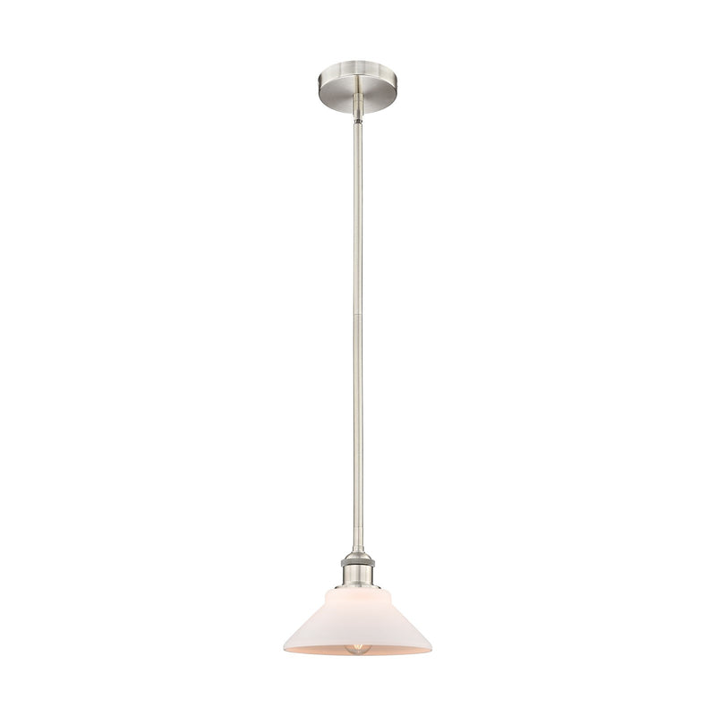 Innovations Orwell 8.38in 1-Light Mini Pendant | Industrial Brushed Satin Nickel Steel and Matte White Glass | Kitchen Island & | Model 616-1S-SN-G131-LED