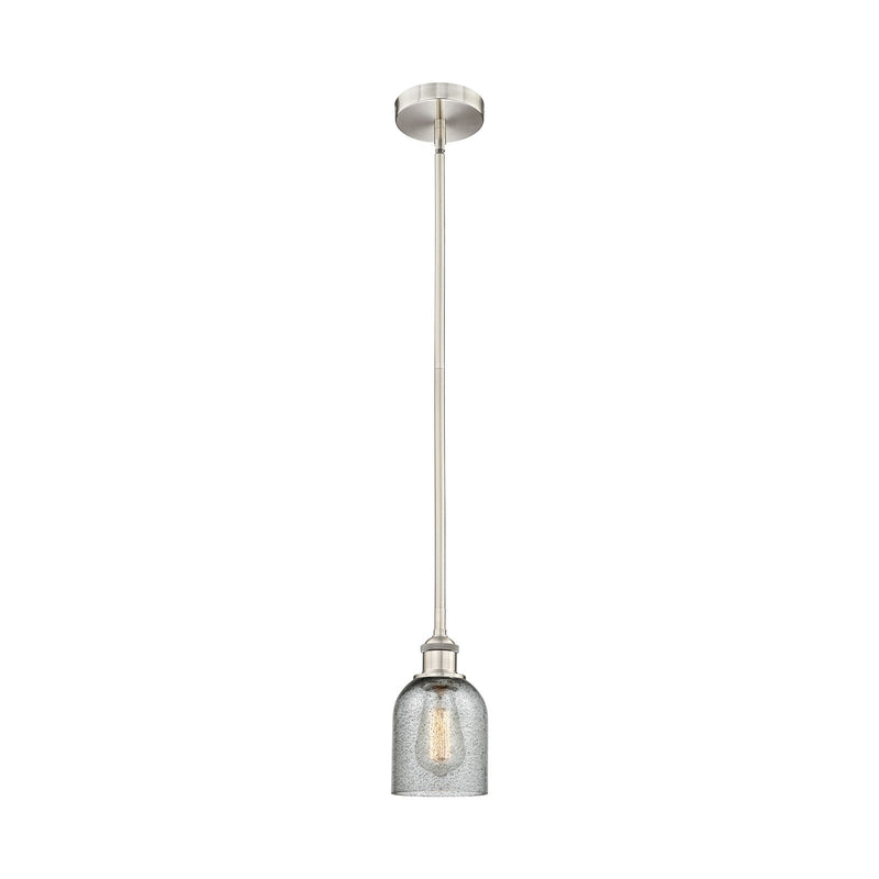 Innovations Caledonia 5in 1-Light Mini Pendant | Industrial Brushed Satin Nickel Steel and Charcoal Glass | Kitchen Island & Dining | Model 616-1S-SN-G257