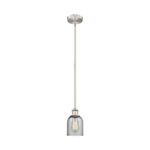 Innovations Caledonia 5in 1-Light Mini Pendant | Industrial Brushed Satin Nickel Steel and Charcoal Glass | Kitchen Island & Dining | Model 616-1S-SN-G257