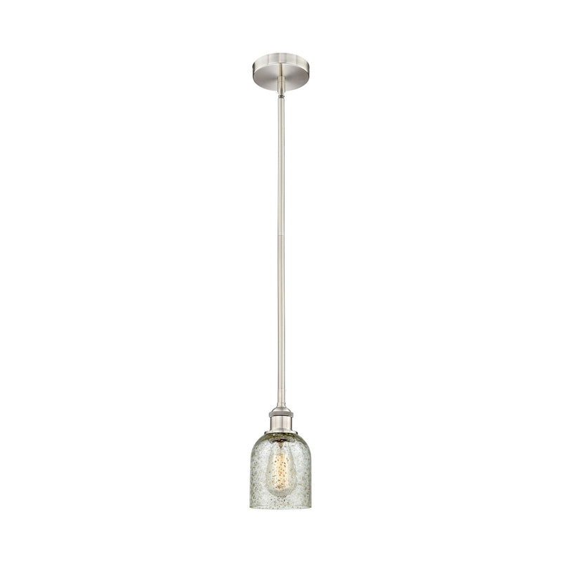 Innovations Caledonia 5in 1-Light Mini Pendant | Industrial Brushed Satin Nickel Steel and Mica Glass | Kitchen Island & Dining | Model 616-1S-SN-G259