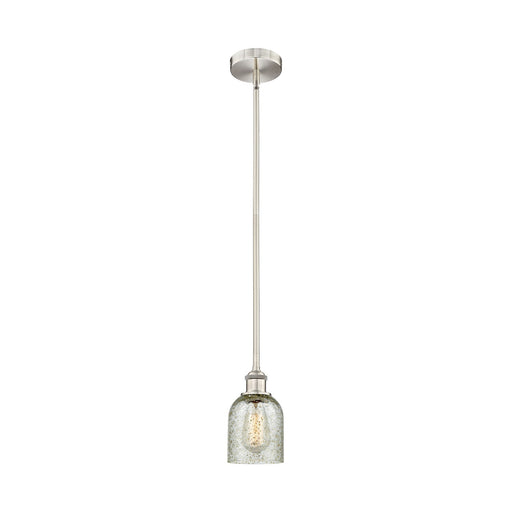 Innovations Caledonia 5in 1-Light Mini Pendant | Industrial Brushed Satin Nickel Steel and Mica Glass | Kitchen Island & Dining | Model 616-1S-SN-G259