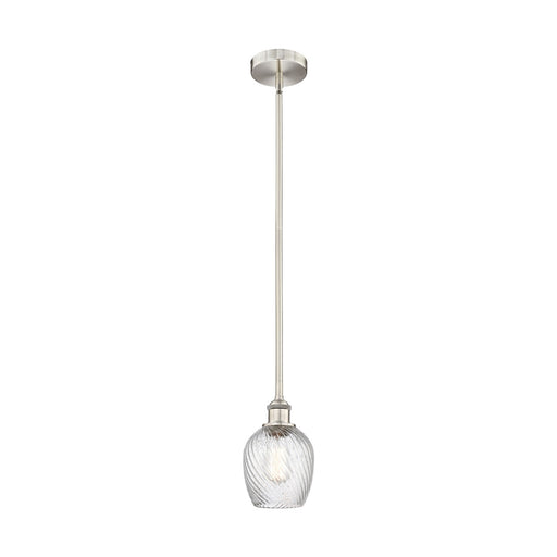 Innovations Salina 6in 1-Light Mini Pendant | Industrial Brushed Satin Nickel and Clear Spiral Fluted Glass | Kitchen Island & | Model 616-1S-SN-G292