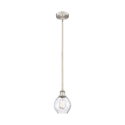 Innovations Waverly 6in 1-Light Mini Pendant | Industrial Brushed Satin Nickel Steel and Clear Water Glass | Kitchen Island & | Model 616-1S-SN-G362