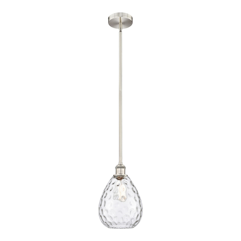 Innovations Waverly 8in 1-Light Mini Pendant | Industrial Brushed Satin Nickel Steel and Clear Glass | Kitchen Island & Dining Room | Model 616-1S-SN-G372