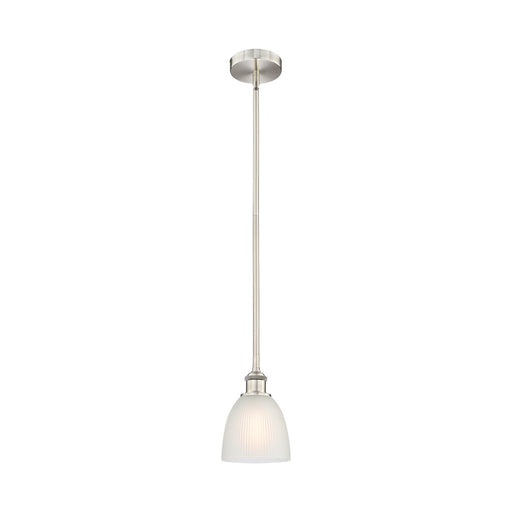 Innovations Castile 6in 1-Light Mini Pendant | Industrial Brushed Satin Nickel and White Glass | Kitchen Island & Dining Room | Model 616-1S-SN-G381-LED