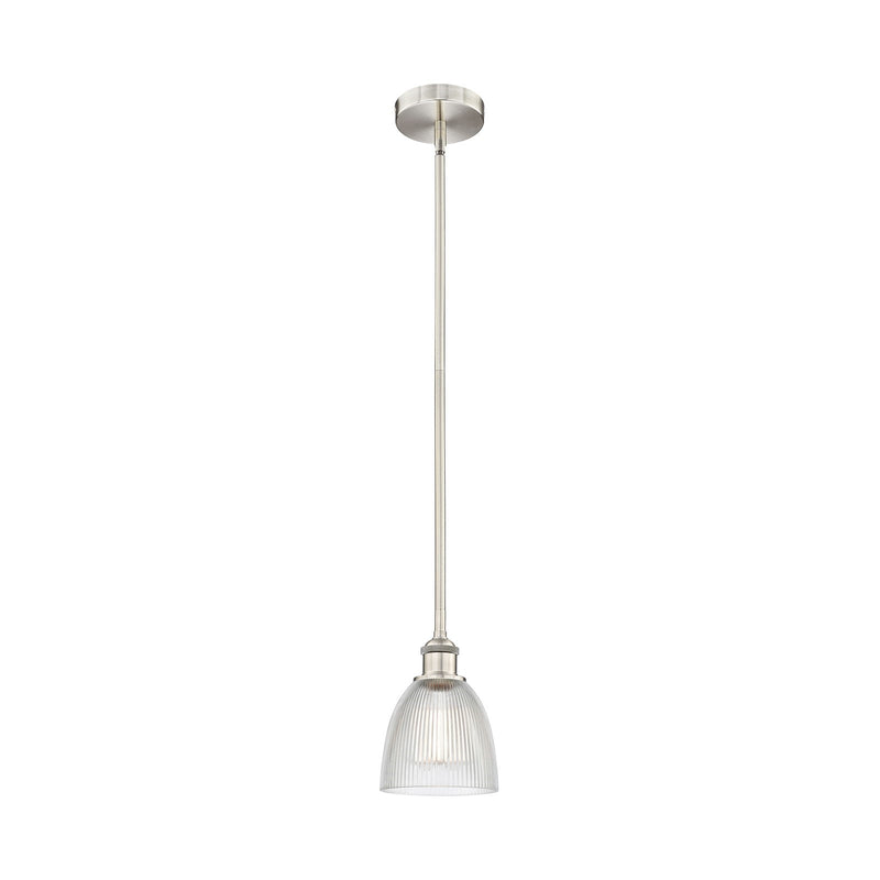 Innovations Castile 6in 1-Light Mini Pendant | Industrial Brushed Satin Nickel Steel and Clear Glass | Kitchen Island & Dining Room | Model 616-1S-SN-G382