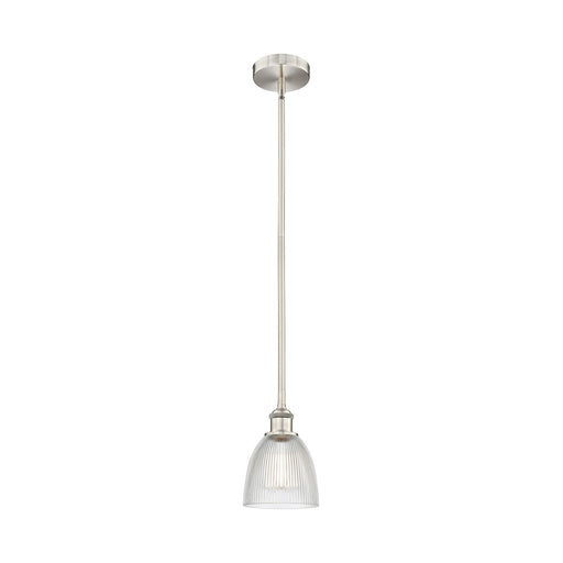 Innovations Castile 6in 1-Light Mini Pendant | Industrial Brushed Satin Nickel Steel and Clear Glass | Kitchen Island & Dining Room | Model 616-1S-SN-G382