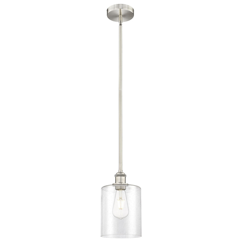 Innovations Paladin 7in 1-Light Mini Pendant | Farmhouse Brushed Satin Nickel Steel and Seedy Glass | Kitchen Island & Dining | Model 616-1S-SN-G4424-7