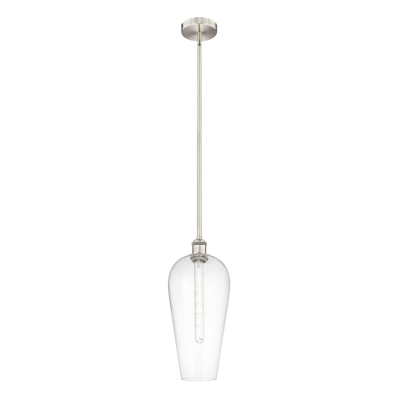 Innovations Chelsea 8in 1-Light Mini Pendant | Industrial Brushed Satin Nickel Steel and Clear Glass | Kitchen Island & Dining | Model 616-1S-SN-G456-8CL