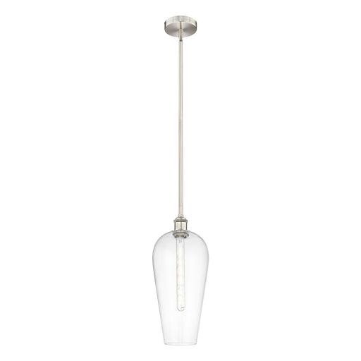 Innovations Chelsea 8in 1-Light Mini Pendant | Industrial Brushed Satin Nickel Steel and Clear Glass | Kitchen Island & Dining | Model 616-1S-SN-G456-8CL