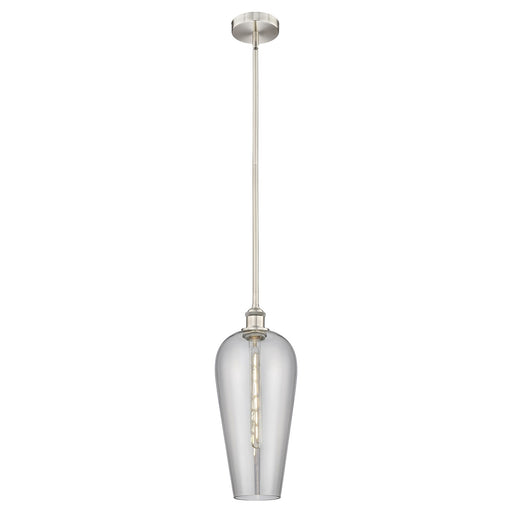 Innovations Chelsea 8in 1-Light Mini Pendant | Industrial Brushed Satin Nickel and Light Smoke Glass | Kitchen Island & Dining | Model 616-1S-SN-G456-8SM