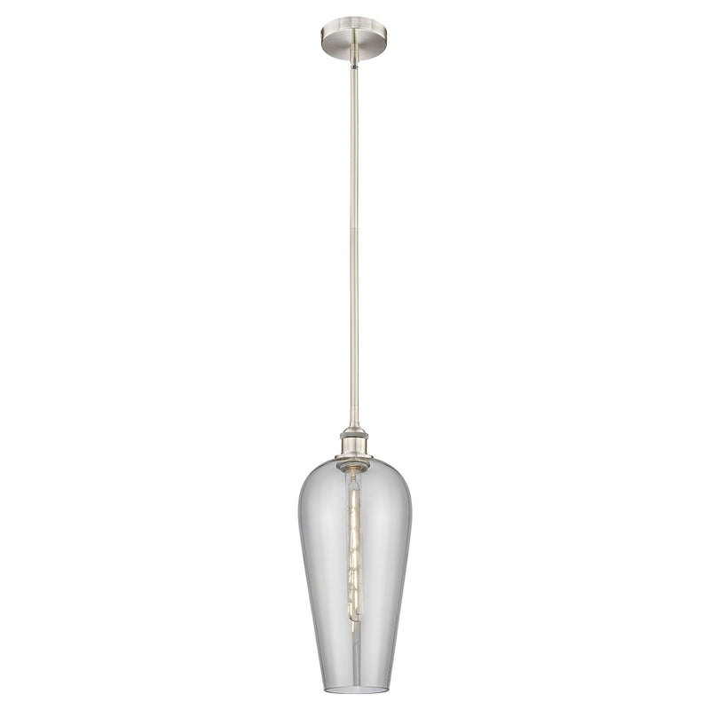 Innovations Chelsea 8in 1-Light Mini Pendant | Industrial Brushed Satin Nickel and Light Smoke Glass | Kitchen Island & Dining | Model 616-1S-SN-G456-8SM