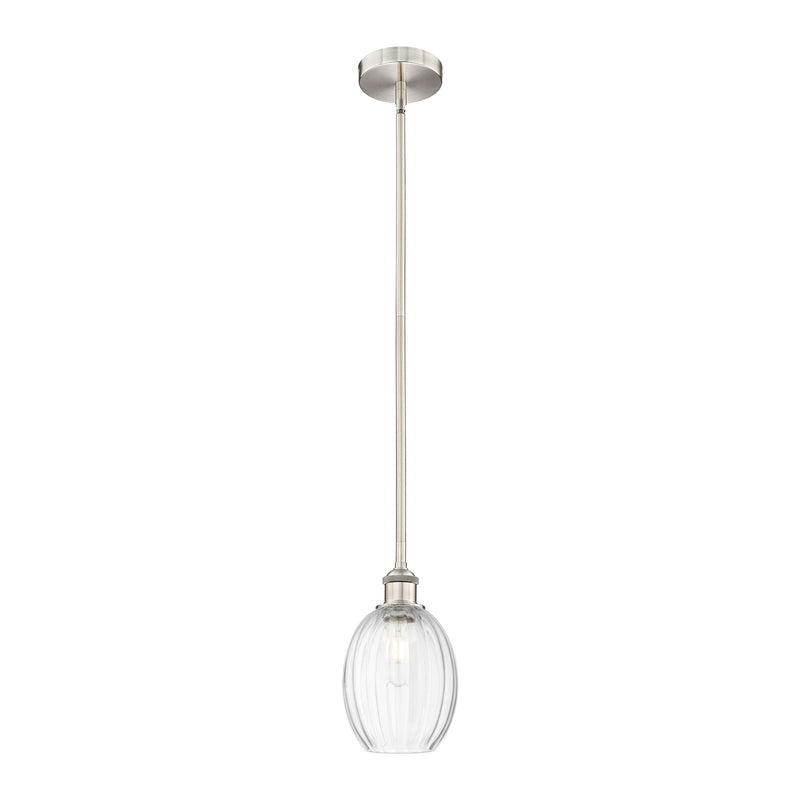 Innovations Preston Bulb 6.25in 1-Light Mini Pendant | Industrial Brushed Satin Nickel Steel and Clear Glass | Kitchen Island & | Model 616-1S-SN-G459-6CL
