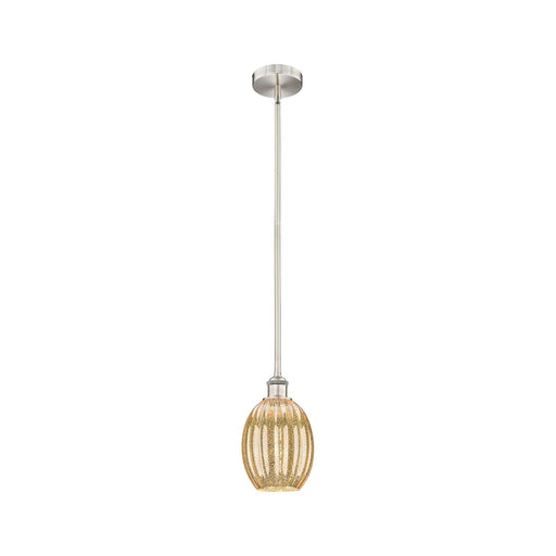 Innovations Preston Bulb 6in 1-Light Mini Pendant | Industrial Brushed Satin Nickel and Mercury Glass | Kitchen Island & Dining | Model 616-1S-SN-G459-6ME
