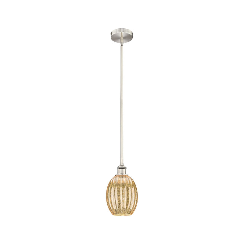 Innovations Preston Bulb 6in 1-Light Mini Pendant | Industrial Brushed Satin Nickel and Mercury Glass | Kitchen Island & Dining | Model 616-1S-SN-G459-6ME