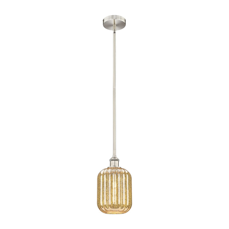 Innovations Preston Cylinder 7in 1-Light Mini Pendant | Industrial Brushed Satin Nickel Steel and Mercury Glass | Kitchen | Model 616-1S-SN-G460-7ME