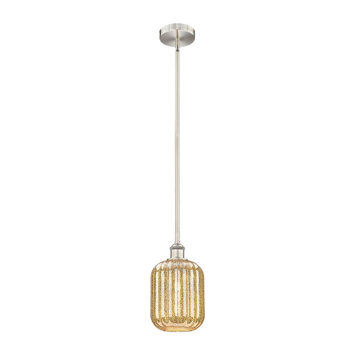 Innovations Preston Cylinder 7in 1-Light Mini Pendant | Industrial Brushed Satin Nickel Steel and Mercury Glass | Kitchen | Model 616-1S-SN-G460-7ME