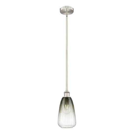 Innovations Brookhaven Almond 6in 1-Light Mini Pendant | Industrial Brushed Satin Nickel and Slate Glass | Kitchen Island & | Model 616-1S-SN-G480-6SL