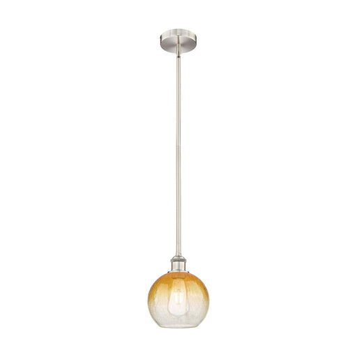 Innovations Brookhaven Globe 8in 1-Light Mini Pendant | Industrial Brushed Satin Nickel and Amber Glass | Kitchen Island & | Model 616-1S-SN-G483-8AM
