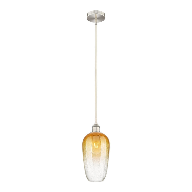 Innovations Brookhaven Flute 7in 1-Light Mini Pendant | Industrial Brushed Satin Nickel Steel and Amber Glass | Kitchen Island | Model 616-1S-SN-G484-7AM