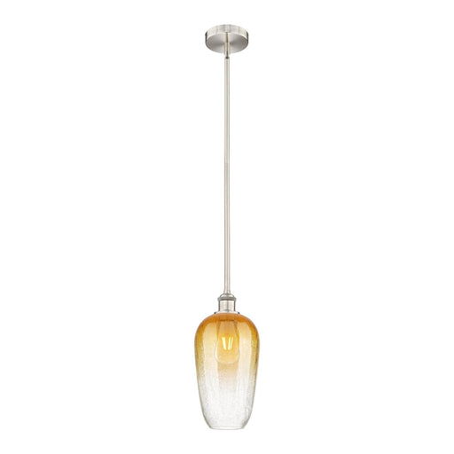 Innovations Brookhaven Flute 7in 1-Light Mini Pendant | Industrial Brushed Satin Nickel Steel and Amber Glass | Kitchen Island | Model 616-1S-SN-G484-7AM