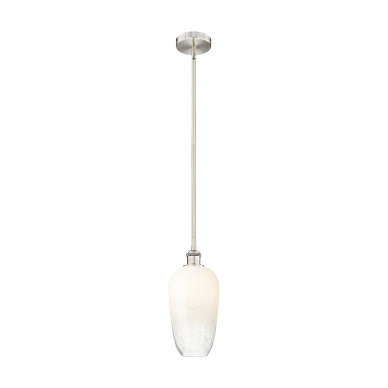Innovations Brookhaven Flute 7in 1-Light Mini Pendant | Industrial Brushed Satin Nickel Steel and Opal Glass | Kitchen Island & | Model 616-1S-SN-G484-7OP