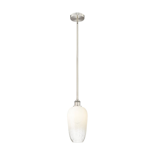Innovations Brookhaven Flute 7in 1-Light Mini Pendant | Industrial Brushed Satin Nickel Steel and Opal Glass | Kitchen Island & | Model 616-1S-SN-G484-7OP